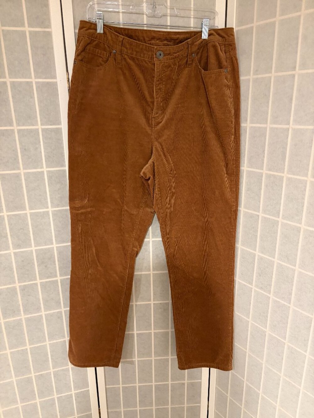 Style & Co Brown Corduroy Straight Leg Pants Women's Size 16